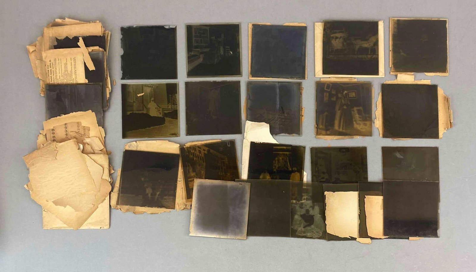 Group of Antique Assorted Glass Negatives and Assorted Postage Epehemera (1 of 3)