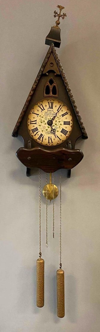 1950s New England Clock Pine Cathedral Wall Clock (1 of 5)