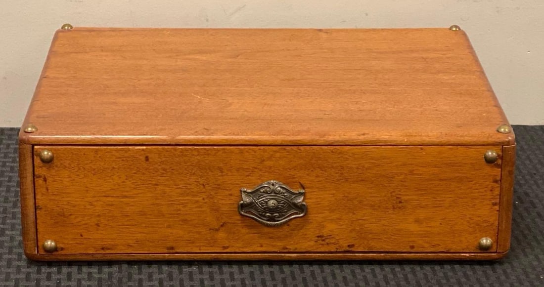 Victorian Wood Trinket Box with Ornate Drawer Pull (1 of 4)