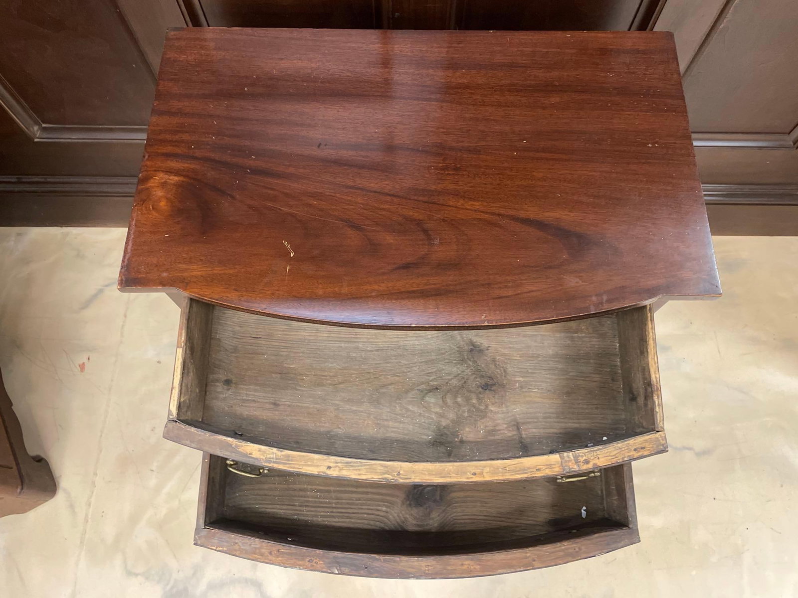 Antique Serpentine Walnut 2 Drawer Side Table - 3