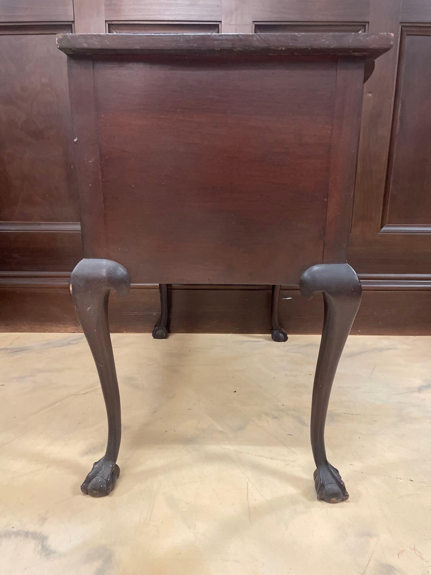 Antique Serpentine Walnut 2 Drawer Side Table - 4