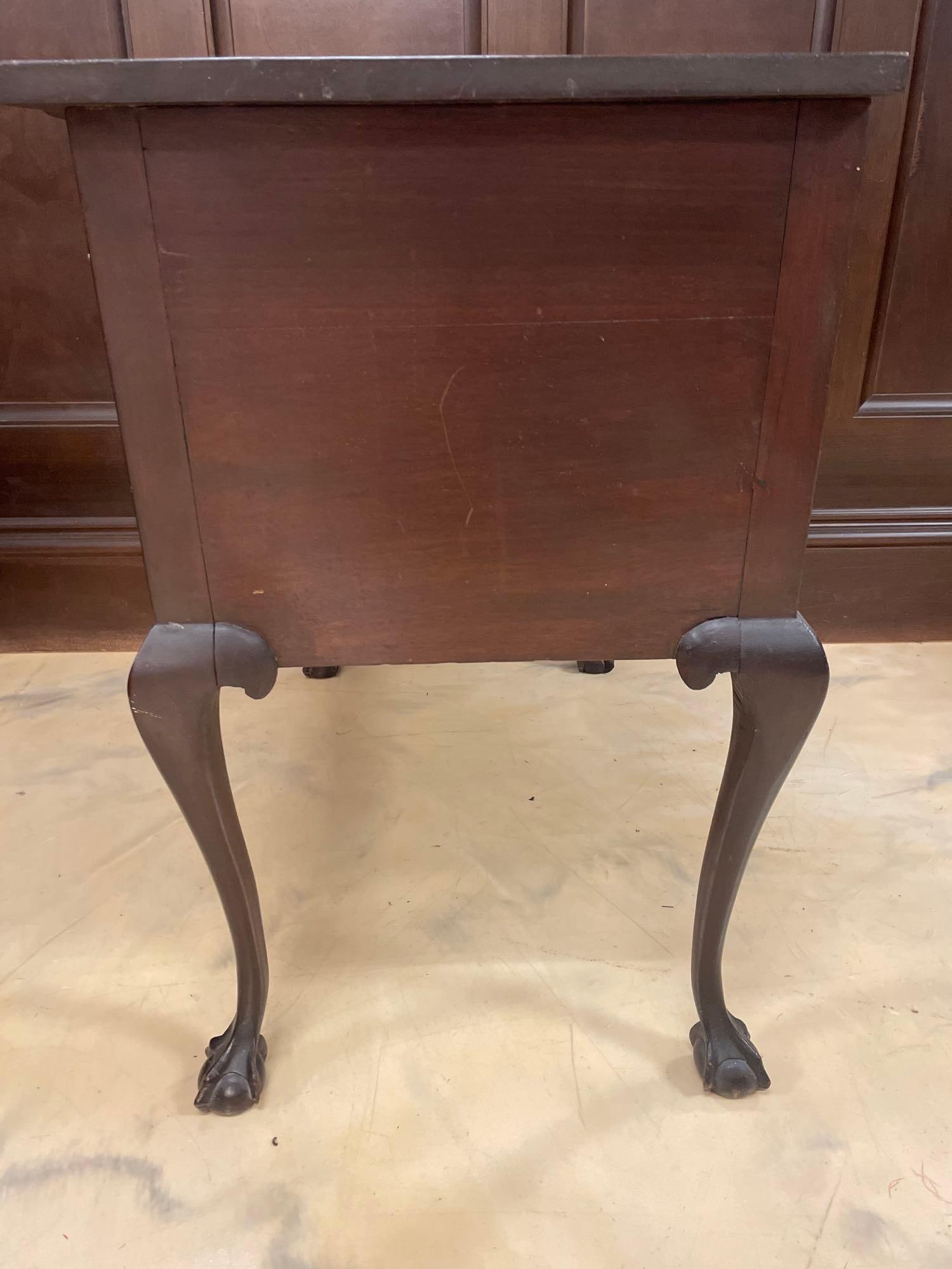 Antique Serpentine Walnut 2 Drawer Side Table - 6