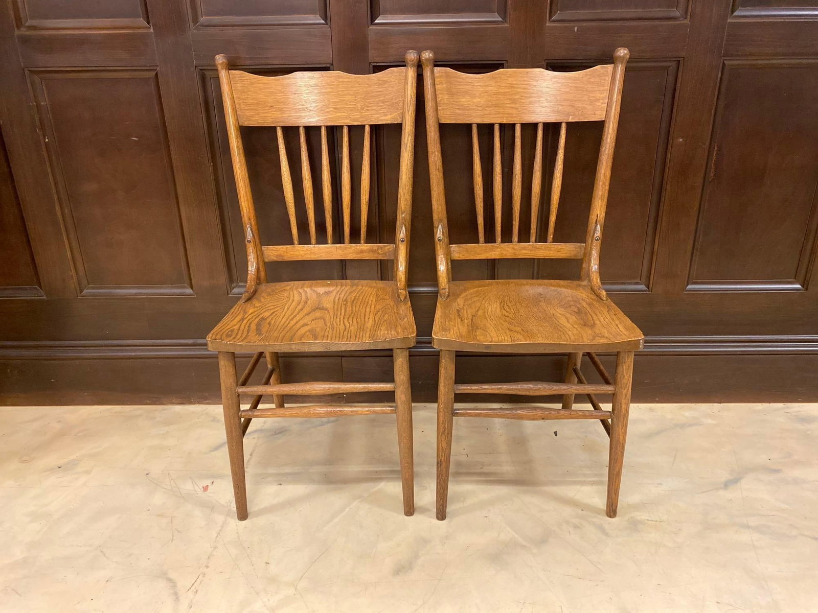Group of 2 Oak Spindle Back Dining Chairs (1 of 3)