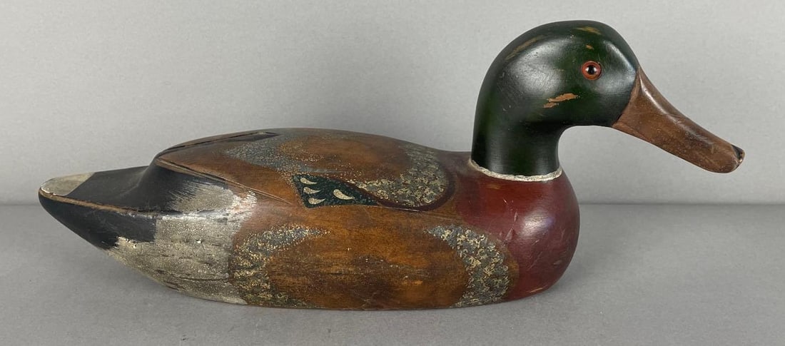 Vintage Souvenir Mallard Drake Wood Duck Decoy: Foreign made, measures 5 3/4" x 14 1/2" x 4 1/2"