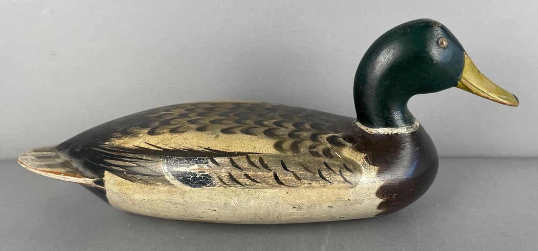 Restored 1900s Robert Elliston Mallard Drake Duck Decoy (1 of 7)
