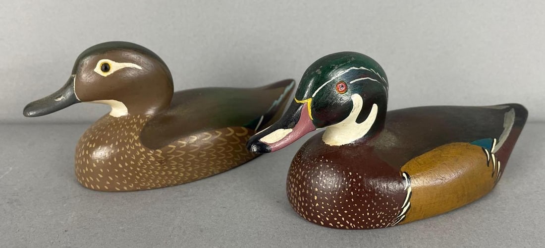 Group of 2 Miniature Wood Mallard Duck Decoys (1 of 4)