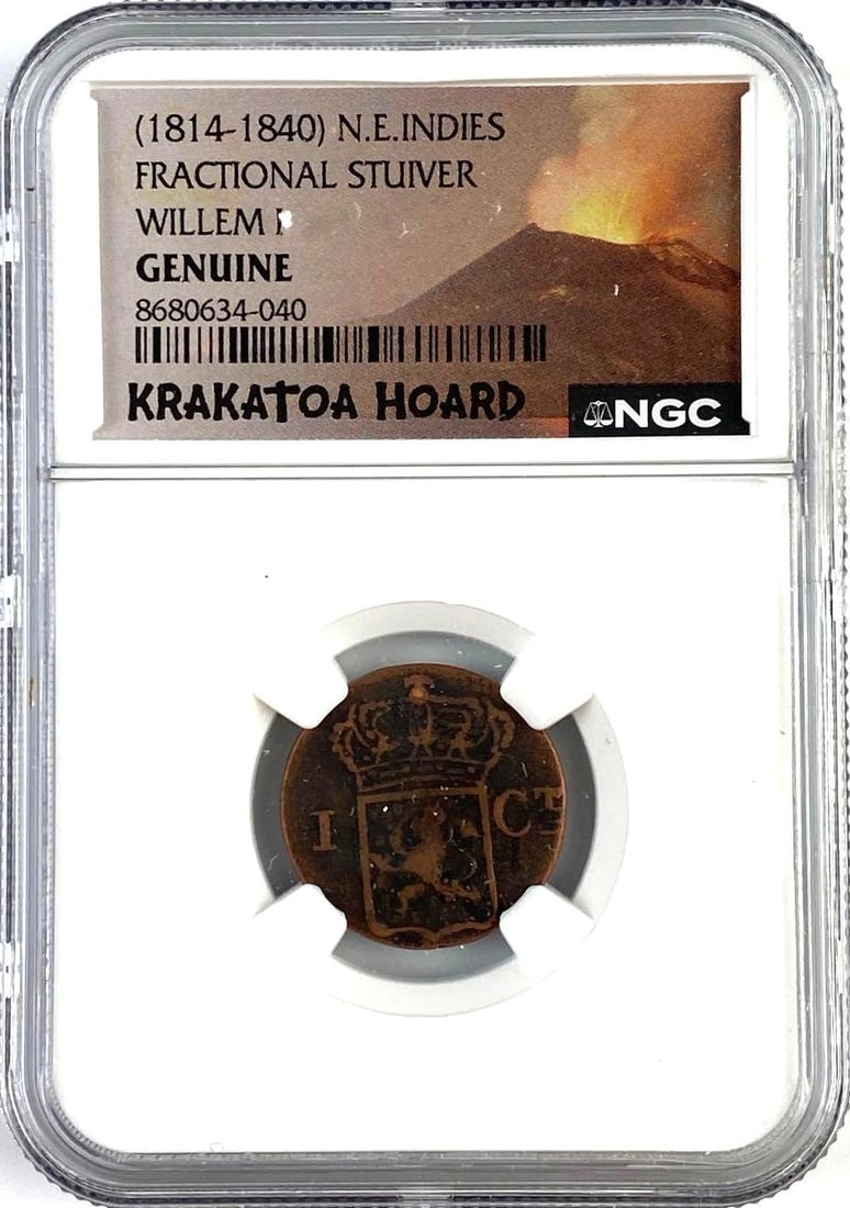 1837 V N.E.Indies Fractional Stuiver William I NGC Genuine: Krakatoa Hoard