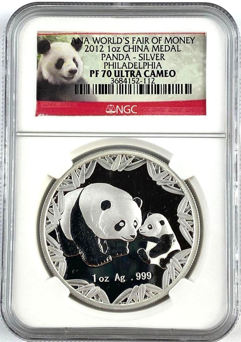2012 Chinese Panda 1 Oz .999 Fine Silver Round PF70 NGC Ultra CAMEO: 2012 Chinese Panda 1 Oz .999 Fine Silver Round PF70 NGC Ultra CAMEO Philadelphia Ana World?s Fair of Money