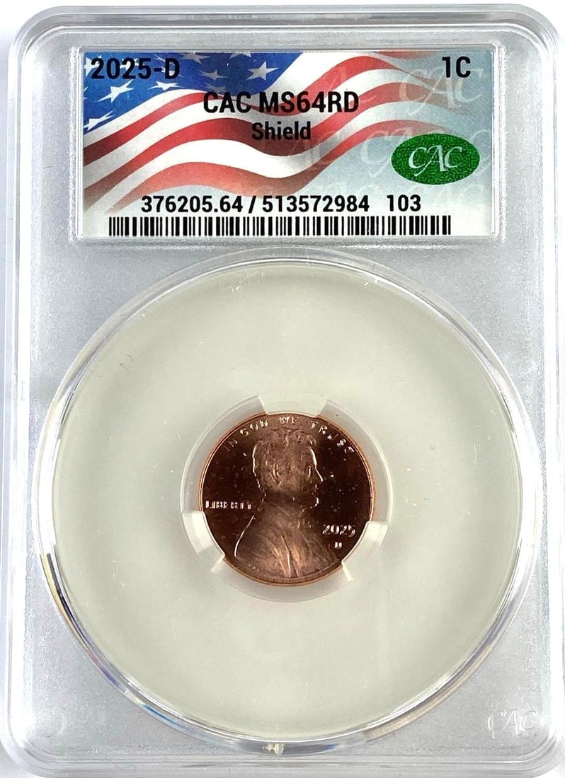 2025 D US 1C Lincoln Penny CAC MS64RD: 2025 D US 1C Lincoln Penny CAC MS64RD