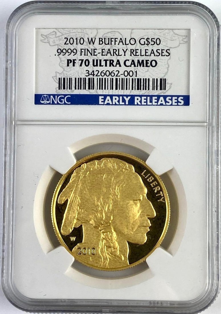 2010 W $50 US Mint 1 Oz .9999 Fine Gold Buffalo Coin NGC PF70 Ultra CAMEO: 2010 W $50 US Mint 1 Oz .9999 Fine Gold Buffalo Coin NGC PF70 Ultra CAMEO