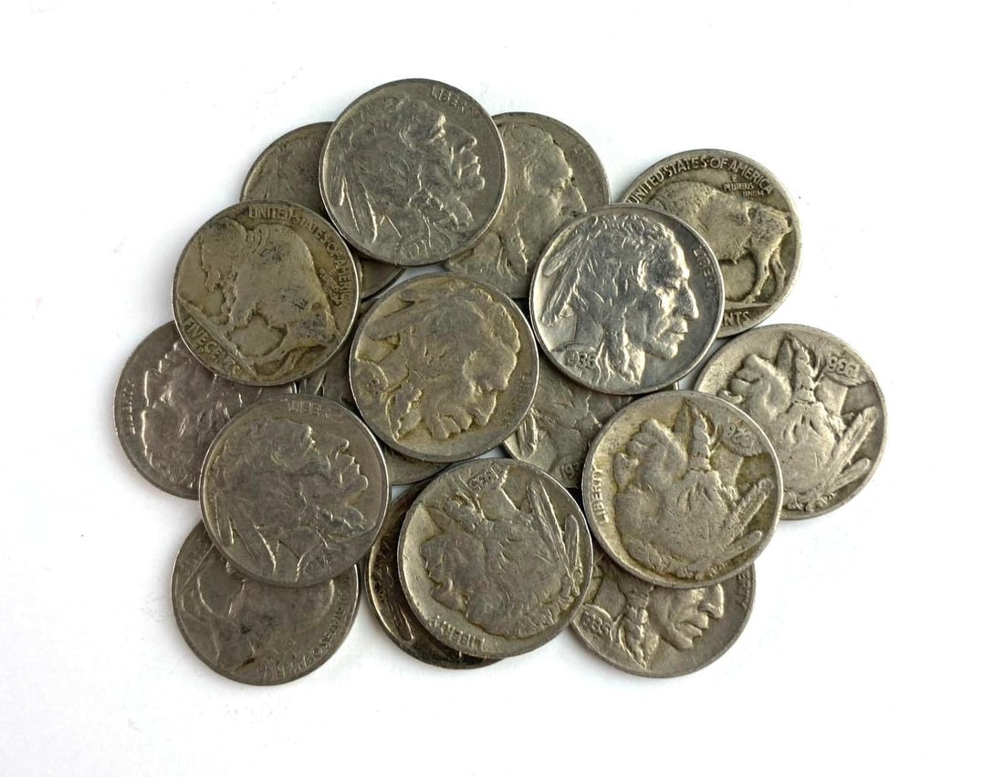 Group of 17 US Buffalo Nickels: Includes a years 1935, 1936, and more.