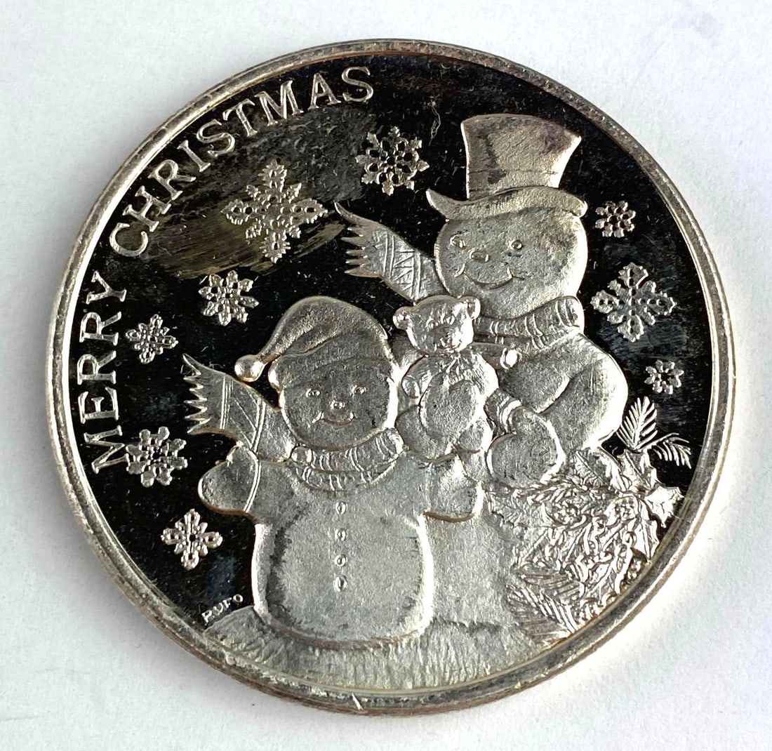 2014 Snowman 1 Oz .999 Fine Silver Christmas Round: 2014 Snowman 1 Oz .999 Fine Silver Christmas Round