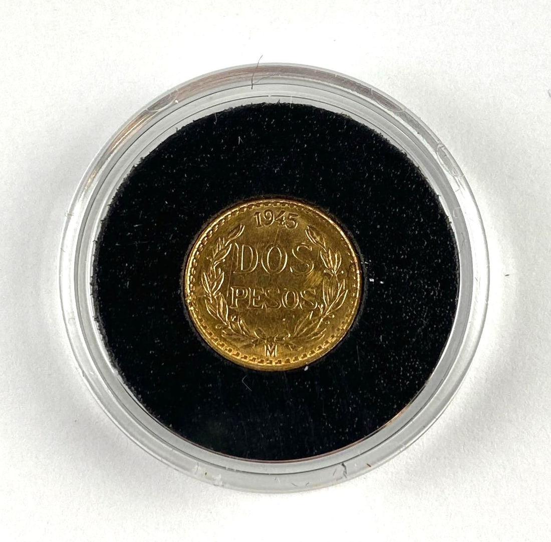 1945 Mexico 2 Peso Gold Coin: 1945 Mexico 2 Peso Gold Coin