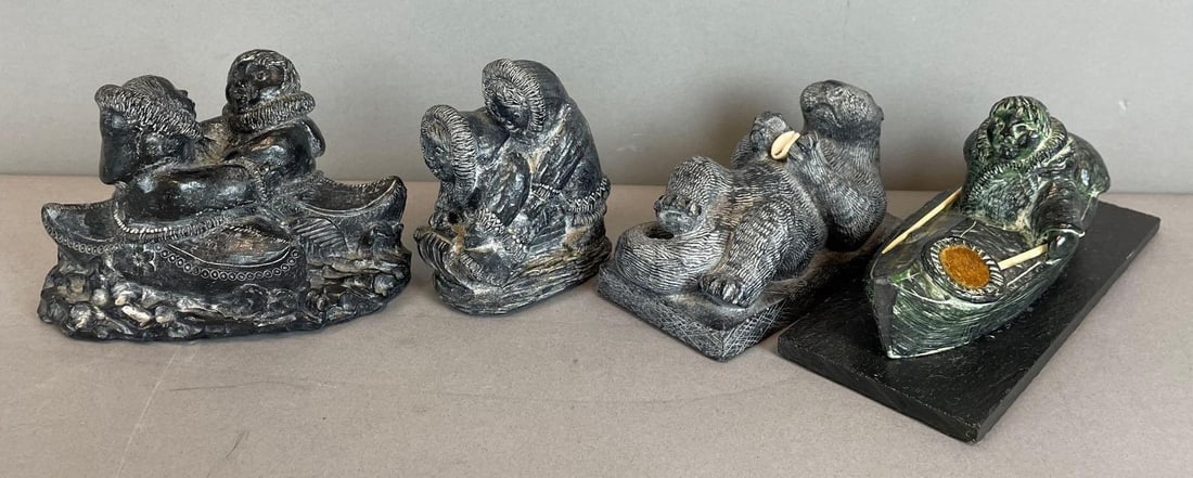Group of Wolf Sculptures Resin Inuet Figurines (1 of 3)
