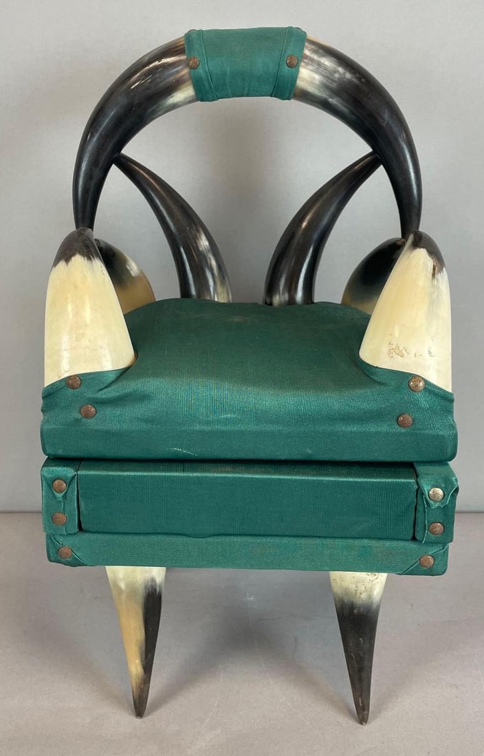 Steer Horn Doll Chair with Storage: Possible jewelry box, measures 17" x 10" x 8 1/2"