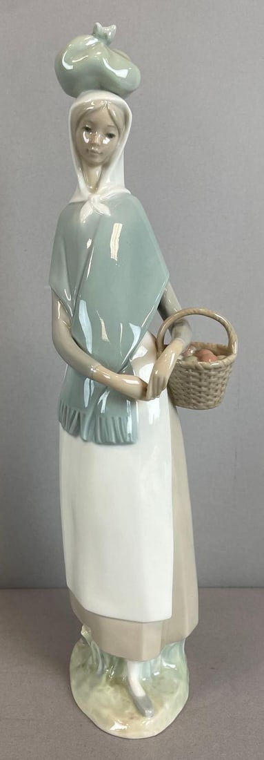 Lladro Marketing Day Girl with Basket Porcelain Figurine: Measures 14"