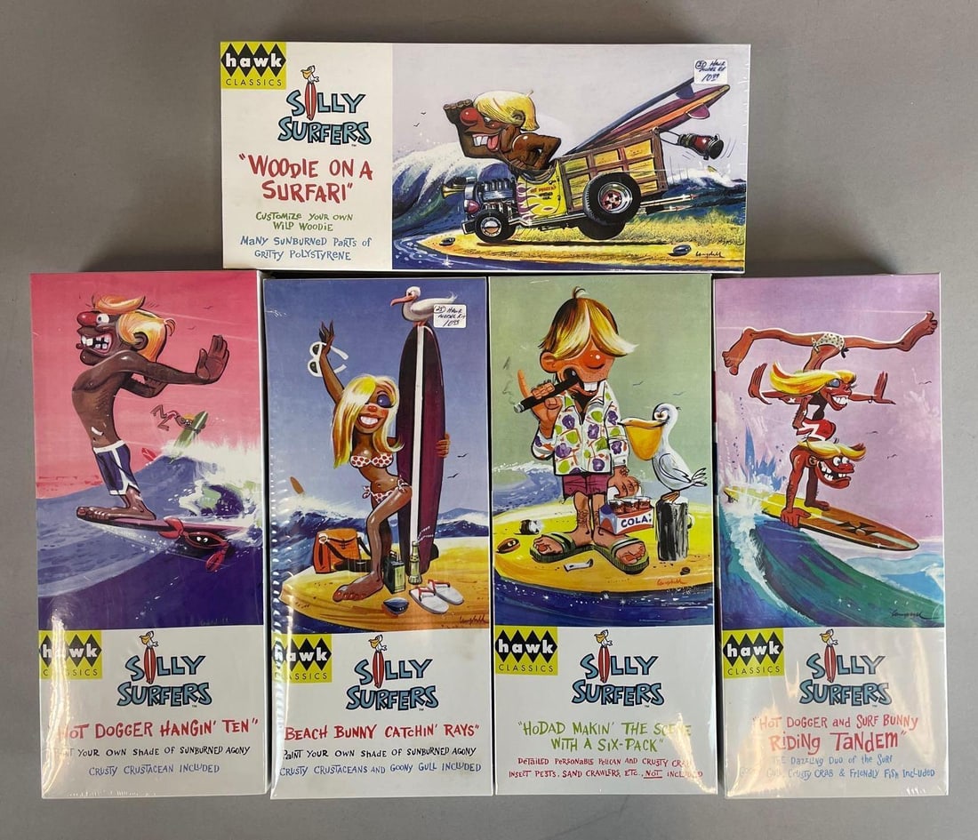 Set of 5 Hawk Classics Silly Surfers Model Kits (1 of 3)