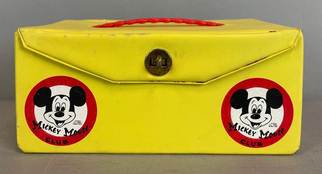 Vintage Disney Mickey Mouse Club Pencil Case: Measures 3 3/4" x 8" x 4 1/4"