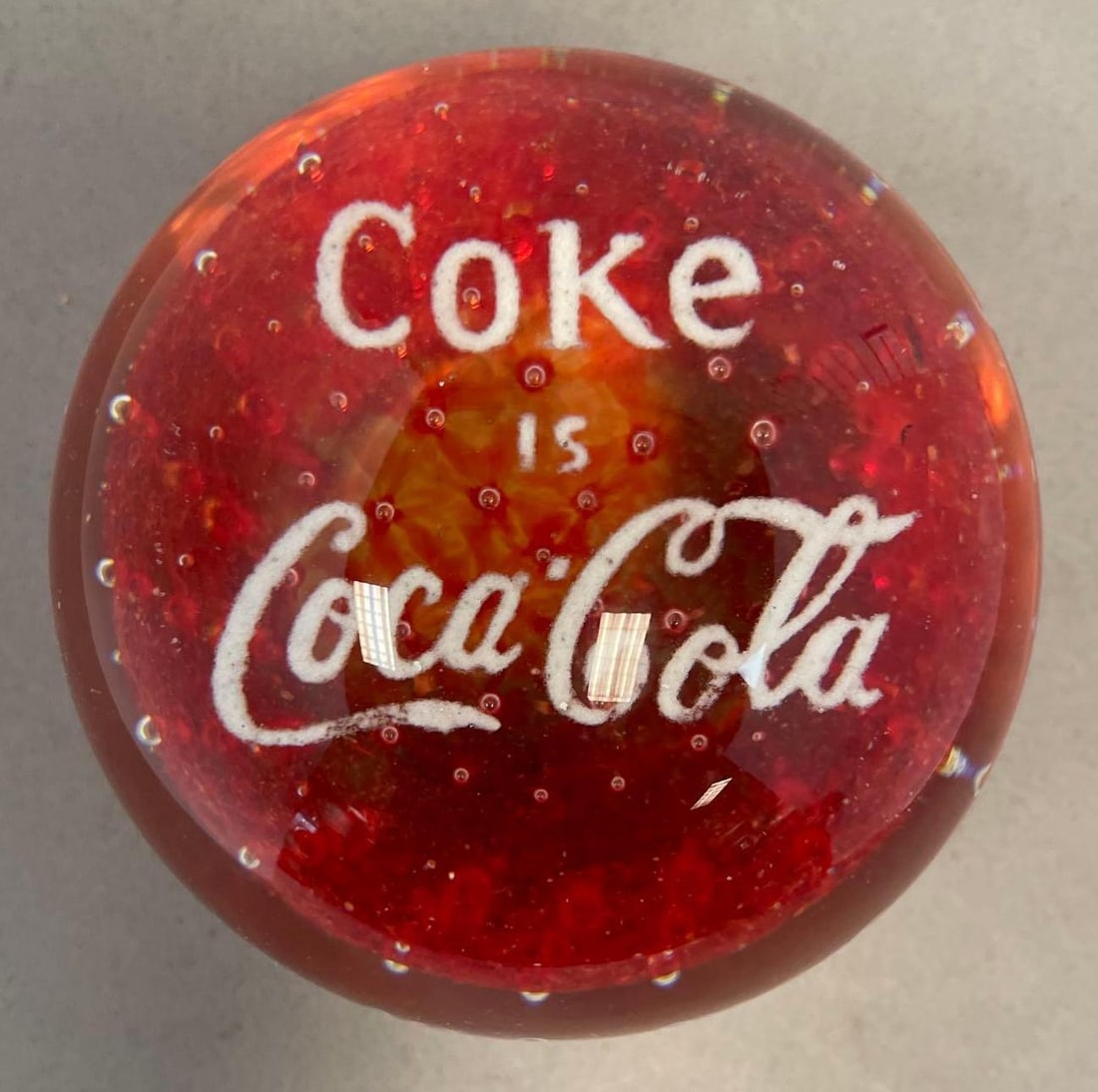 Vintage Coke is Coca-Cola Glass Advertising Paperweight (1 of 3)