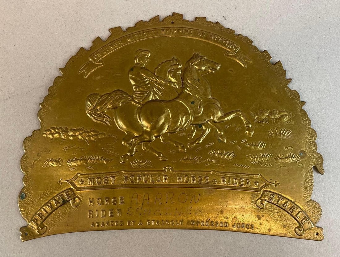 Vintage Brass Most Popular Horse Rider Plaque (1 of 3)