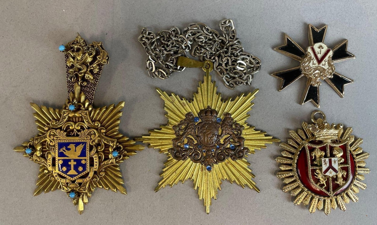 Group of Medal / Pendants: Largest measures 4" x 4"