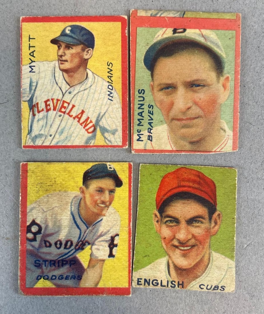 Group of 1935 Goudey 4-in-1 Baseball Cards: Includes McManus, myatt, English, stripp