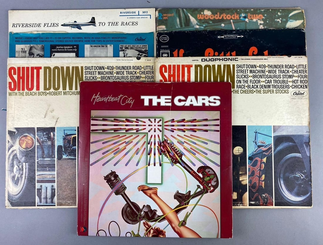 Group of Assorted Vinyl Records: Includes The Cars Heartbreak City, Shutdown, and more.