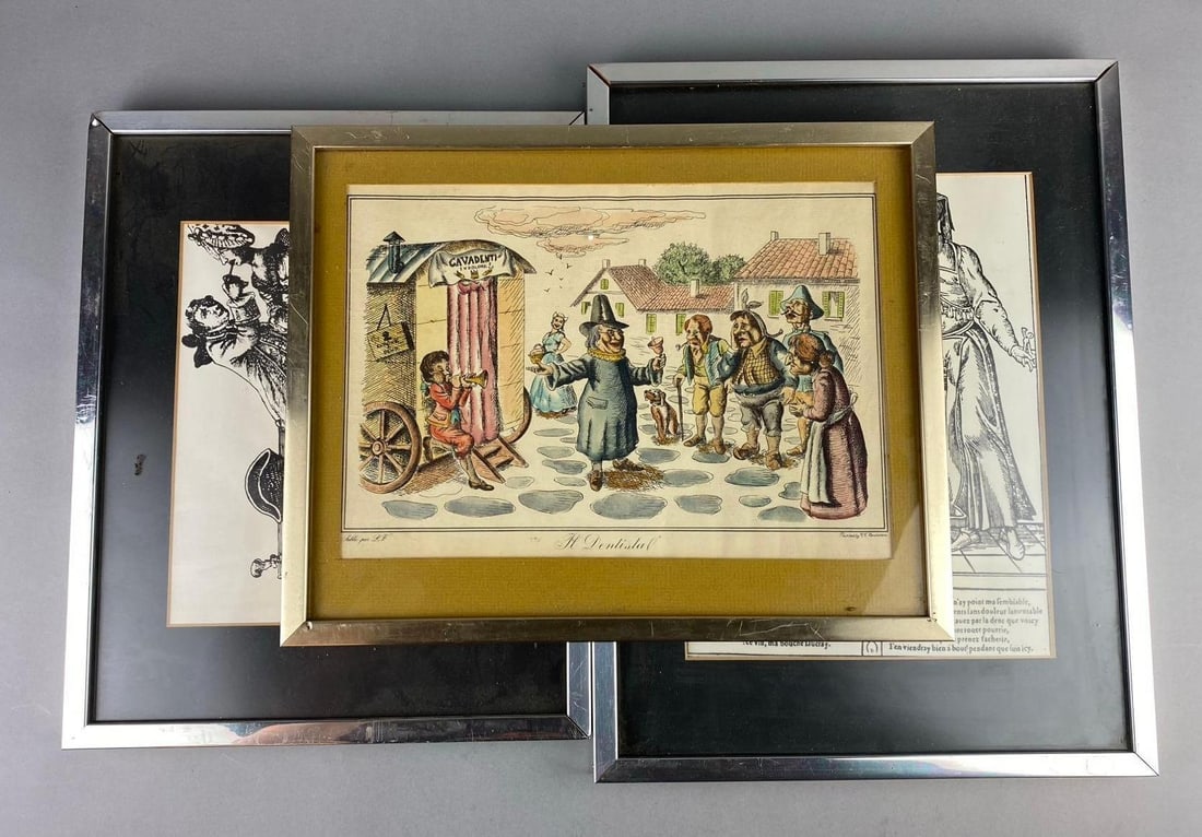 Group of 3 Reproduction 16th Century French Prints: Largest measures L 17 x W 13 inches.