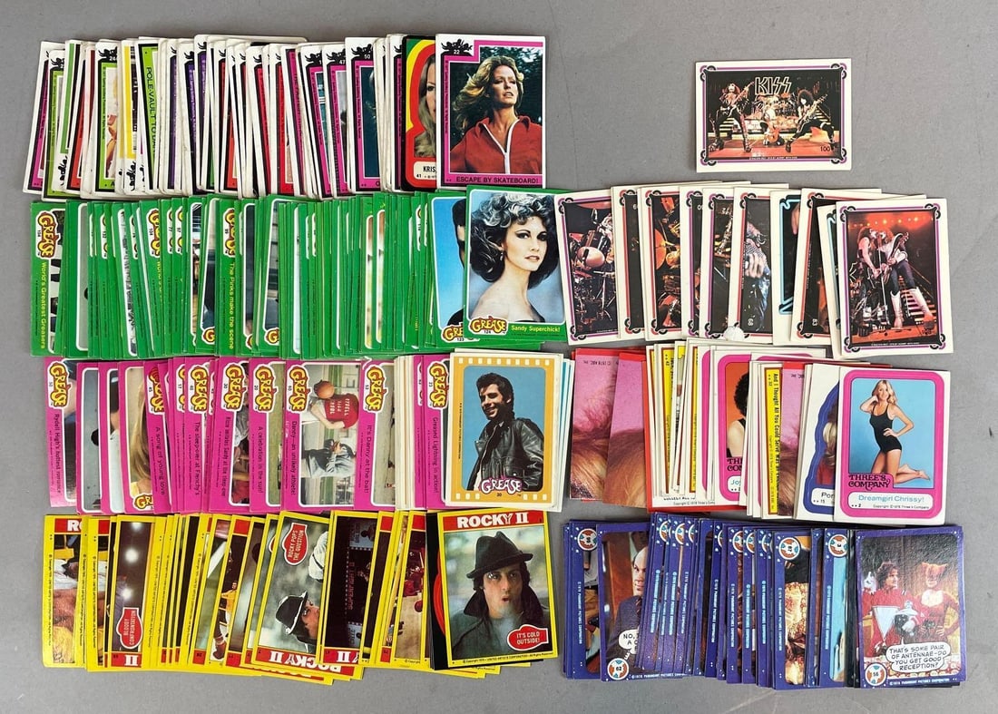Group of 1970s Pop Culture Trading Cards: Includes Kiss, Grease, Rocky II
