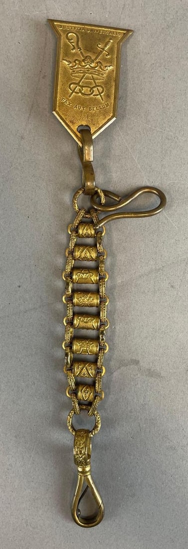 Vintage Odd Fellows Brass Sword Hanger: Measures 9 1/2" x 1 3/4"