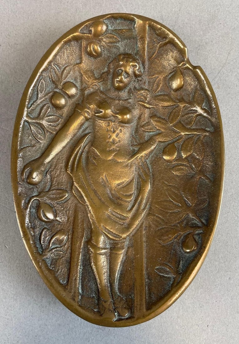 Art Nouveau French Risque Ashtray: Measures 50" x 3 1/2"