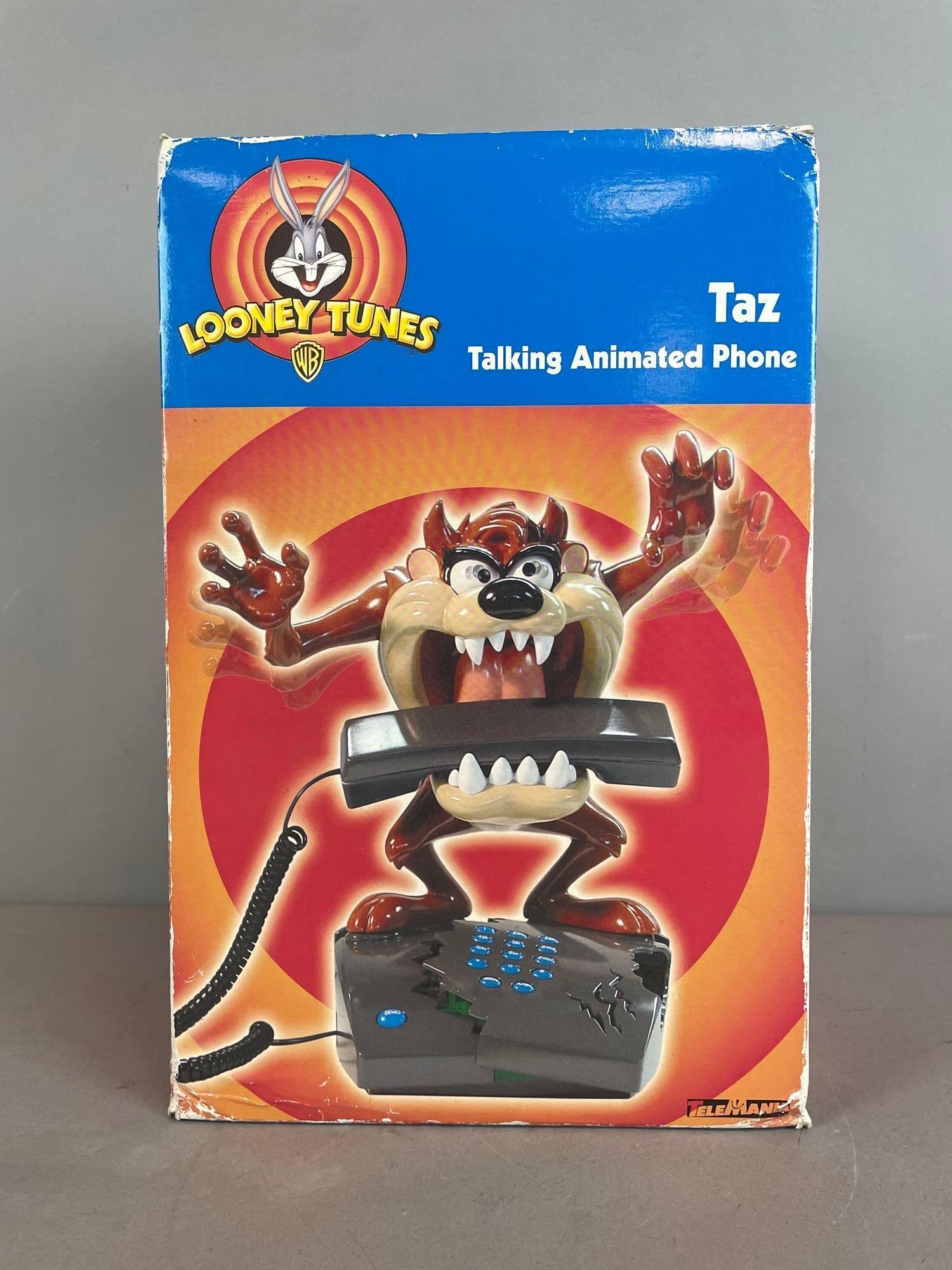 Telemania Looney Tunes Taz Talking Animated Phone: Like new in original packaging, box measures 13 3/4" x 9" x 9 1/4"