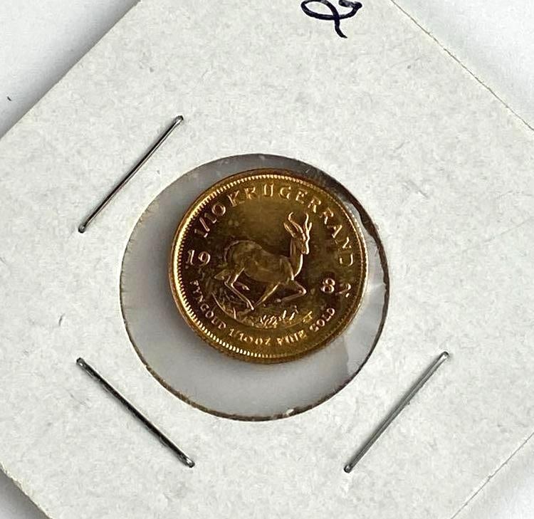 1982 South Africa 1/10 Krugerrand 1/10 Oz Gold Coin (1 of 2)
