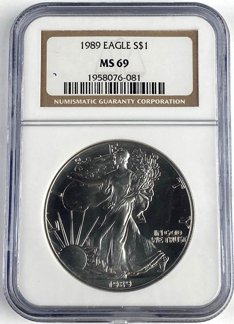 1989 US 1 Oz American Silver Eagle NGC MS69: 1989 US 1 Oz American Silver Eagle NGC MS69