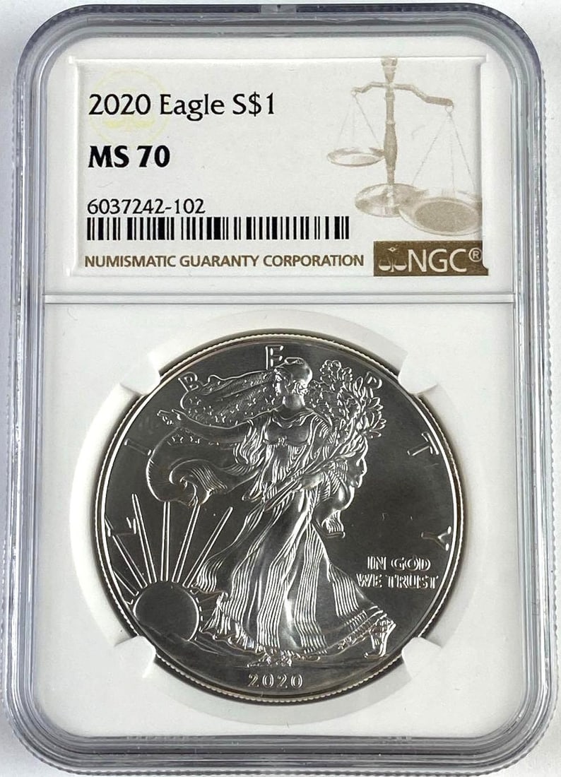 2020 S US 1 Oz American Silver Eagle NGC MS70: 2020 S US 1 Oz American Silver Eagle NGC MS70