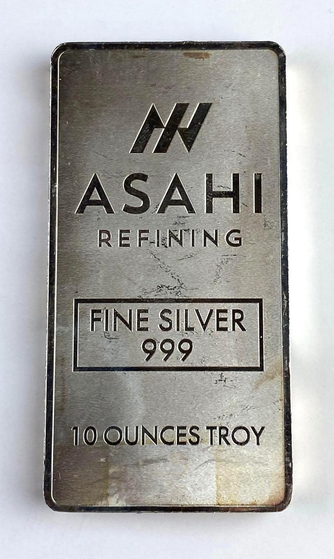 Asahi 10 Oz .999 Fine Silver Ingot/ Bar (1 of 2)