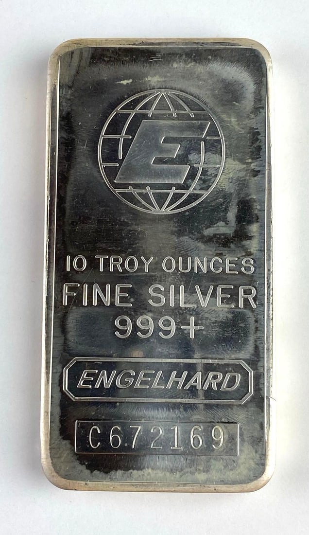 Engelhard 10 Oz .999 Fine Silver World Ingot/ Bar (1 of 2)