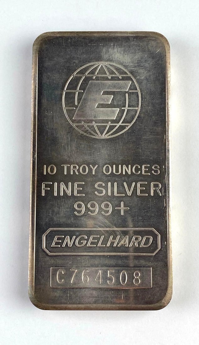 Engelhard 10 Oz .999 Fine Silver World Ingot/ Bar: Engelhard 10 Oz .999 Fine Silver World Ingot/ Bar