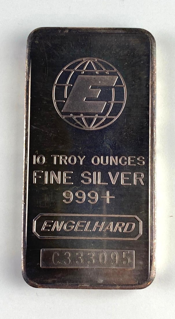 Engelhard 10 Oz .999 Fine Silver World Ingot/ Bar: Engelhard 10 Oz .999 Fine Silver World Ingot/ Bar