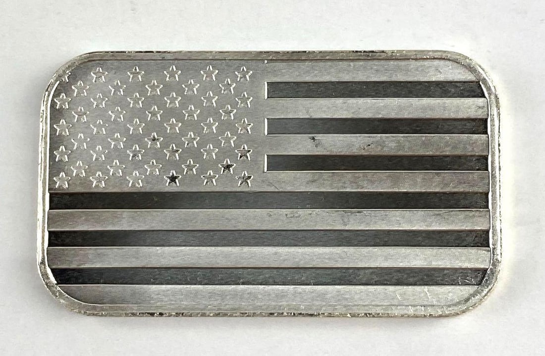American Flag 1 Oz .999 Fine Silver Ingot/ Bar: American Flag 1 Oz .999 Fine Silver Ingot/ Bar