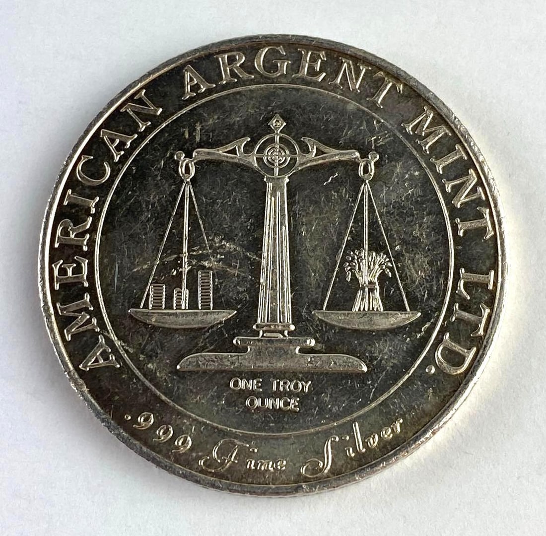 America Argent Mint 1 Oz .999 Fine Silver Scale Round: America Argent Mint 1 Oz .999 Fine Silver Scale Round