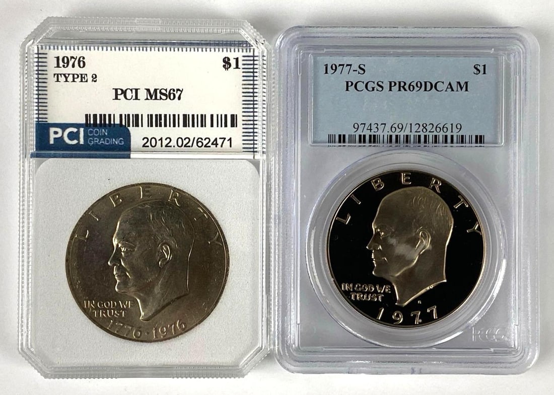 Group of 2 Graded US Eisenhower Centennial Silver Dollars (1 of 2)