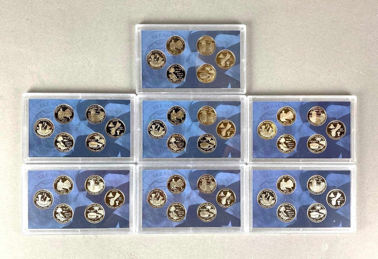 Group of 7 2009 S US Mint ATB Quarter Coin Proof Sets: Group of 7 2009 S US Mint ATB Quarter Coin Proof Sets
