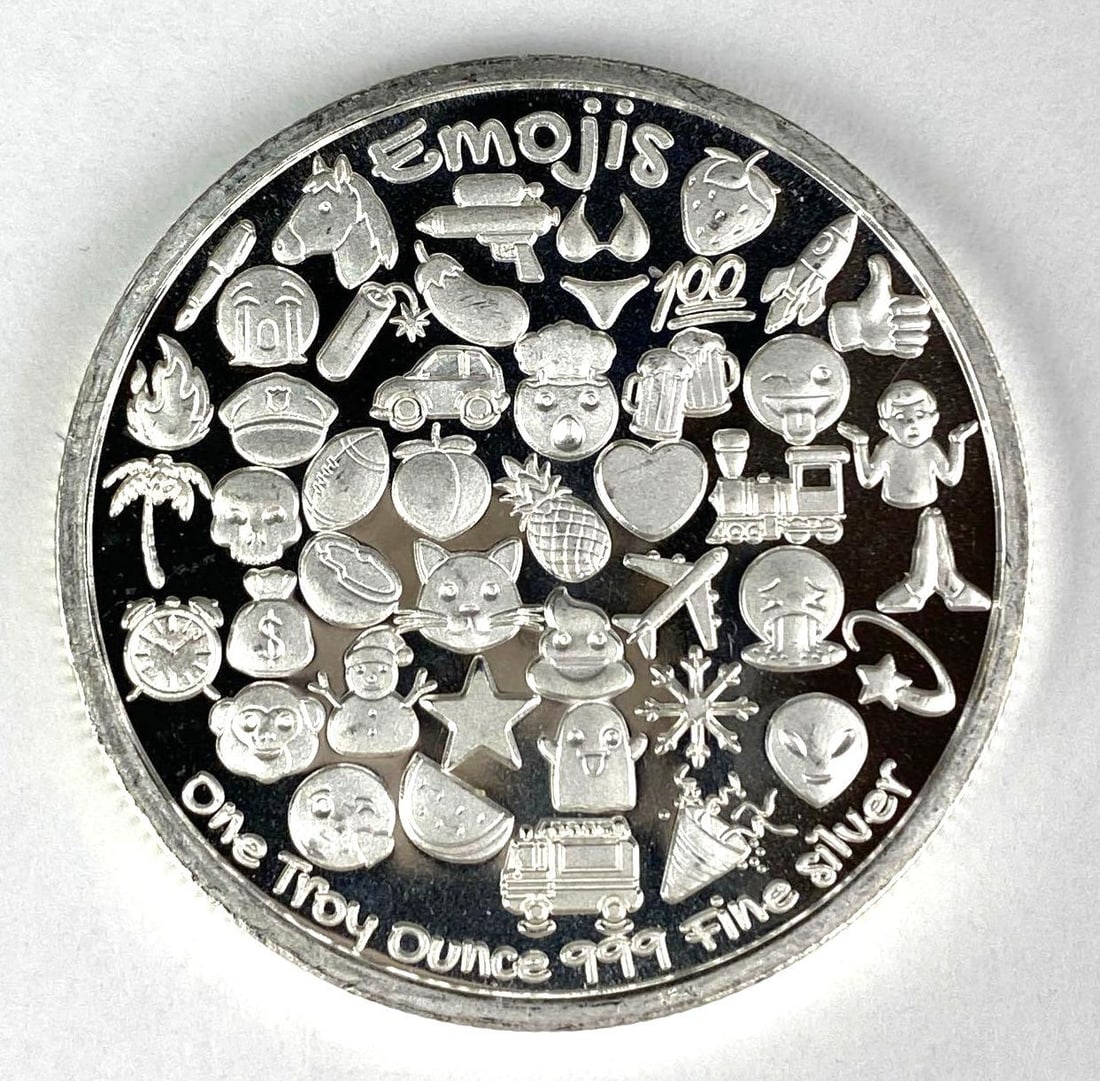 Silvertowne Mint Emojis 1 oz .999 Fine Silver Round: Silvertowne Mint Emojis 1 oz .999 Fine Silver Round