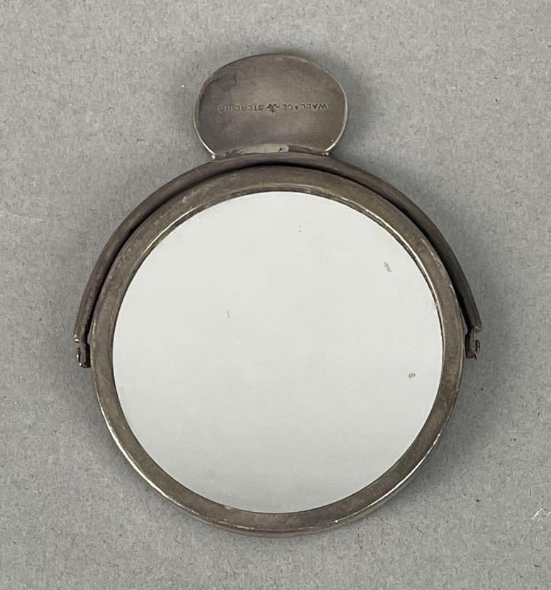 Vintage Wallace Sterling Silver Double Sided Compact Mirror: Measures 3" x 2 1/2"