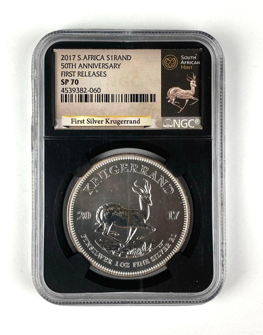 2017 South Africa Krugerrand 1 oz .999 Fine Silver NGC Graded SP70: First Releases, 50th Anniversary
