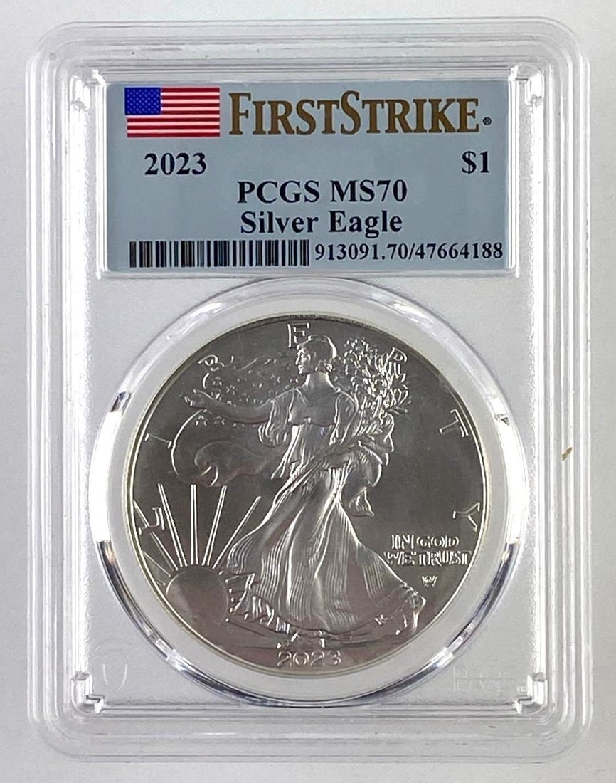 2023 US 1 oz .999 Fine Silver American Eagle PCGS Graded MS70: First Strike