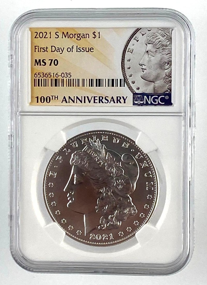 2021 S US Morgan Silver Dollar NGC Graded MS70 (1 of 2)