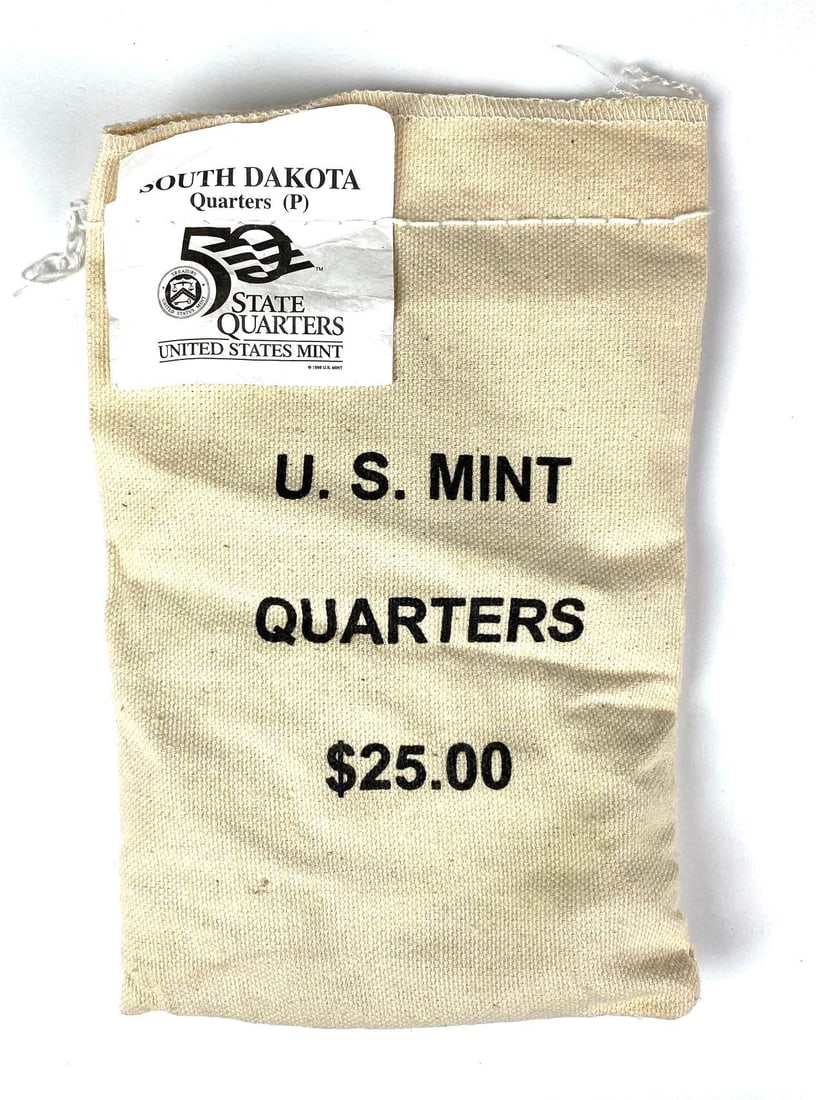 US Mint $25 South Dakota P State Quarter in Original Canvas Bag: US Mint $25 South Dakota P State Quarter in Original Canvas Bag