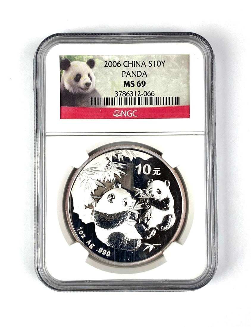 2006 10 Yuan China Panda 1 oz .999 Fine Silver NGC Graded MS69: 2006 10 Yuan China Panda 1 oz .999 Fine Silver NGC Graded MS69